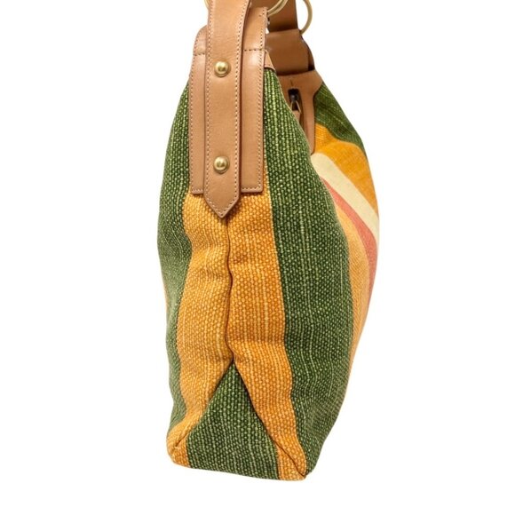 GUCCI Vintage Horsebit Multicolor Stripe Hobo Bag Zip Camel Canvas [106018] - Picture 7 of 12